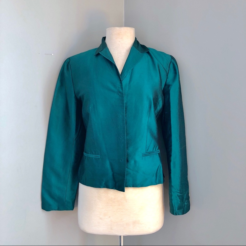 Ann Taylor Teal silk blazer size 8